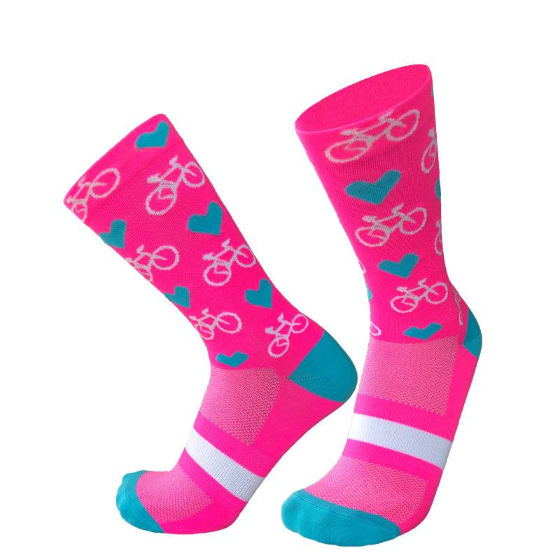Women's Colorful Heart Patterned Cycling Socks