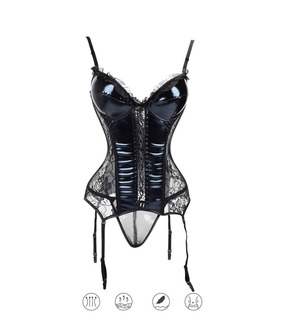 Burlesque Style Leather Lace Corset