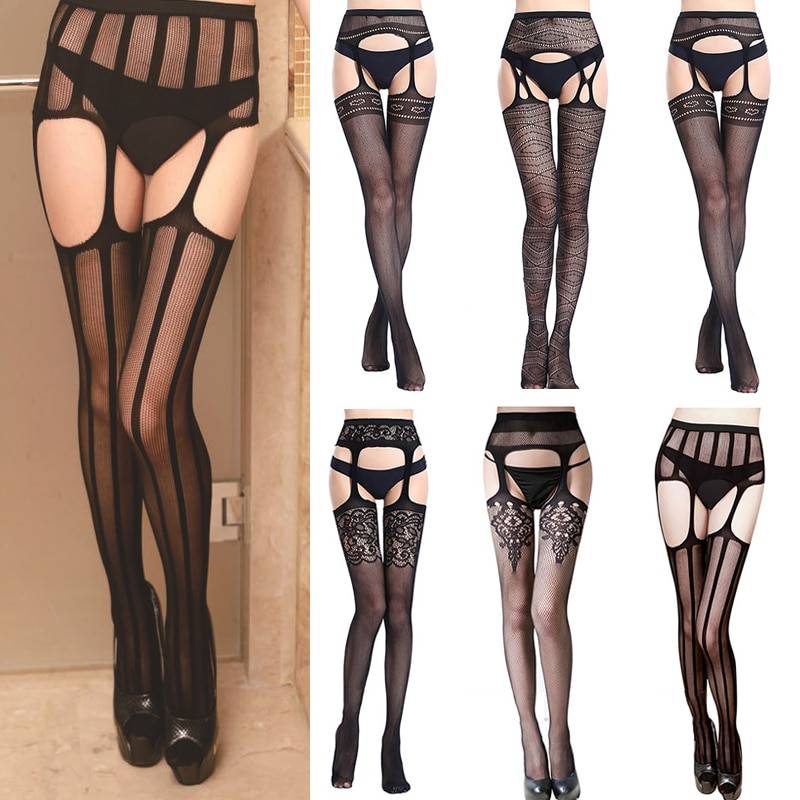 Black Transparent Crotchless Stockings Black Transparent Crotchless Stockings