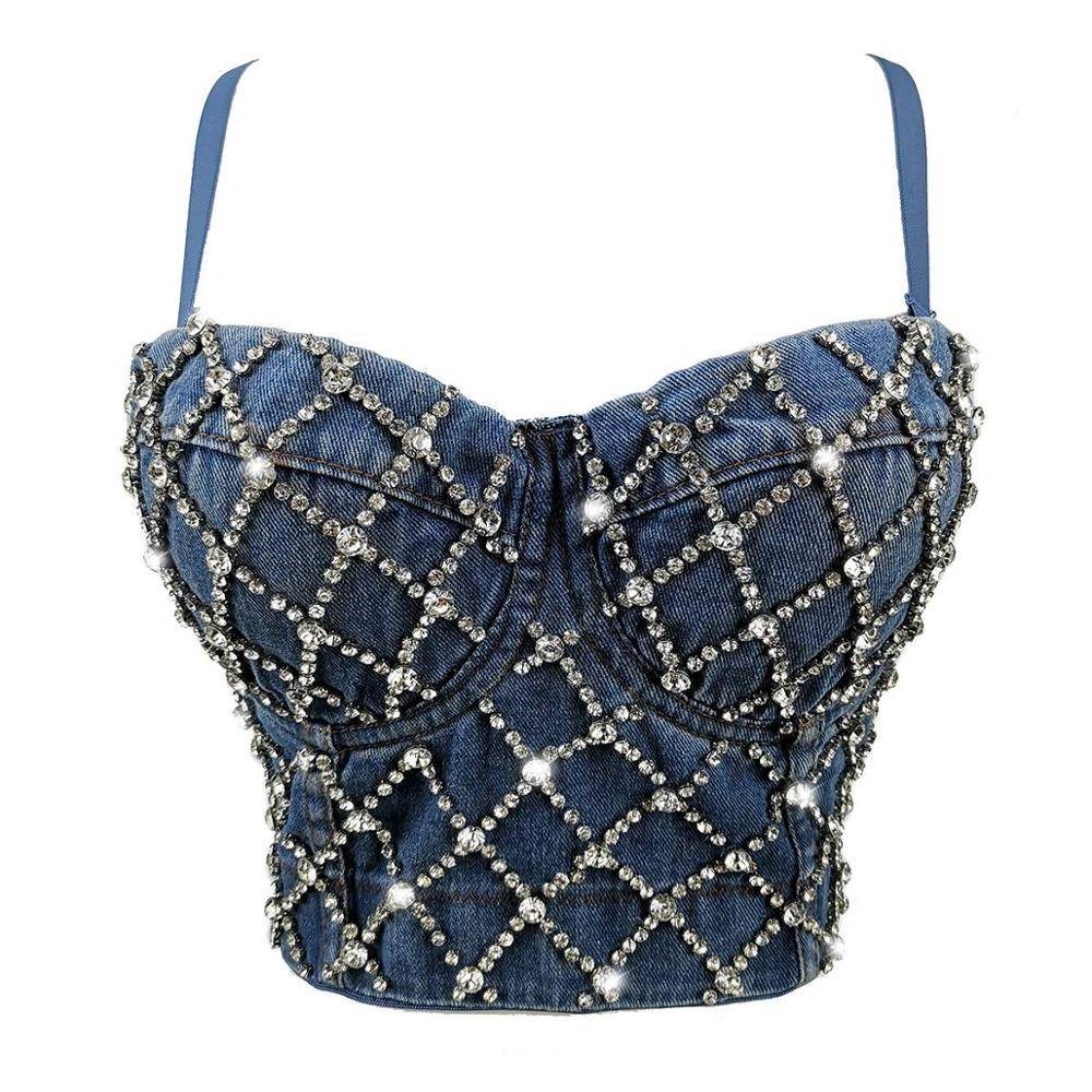 Rhinestone Decorated Push Up Bustier Bustier cb5feb1b7314637725a2e7: Beige|black|Blue|Red|white