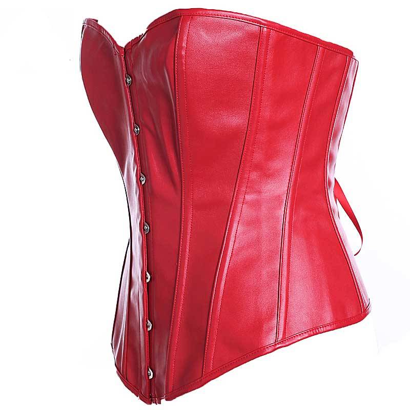 Leather Slimming Overbust Corset Lingerie Corset cb5feb1b7314637725a2e7: black|Red