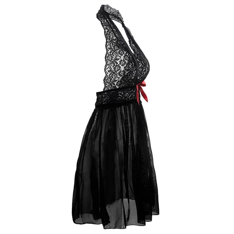 Women’s Enchanting Lace Halter Babydoll Lingerie